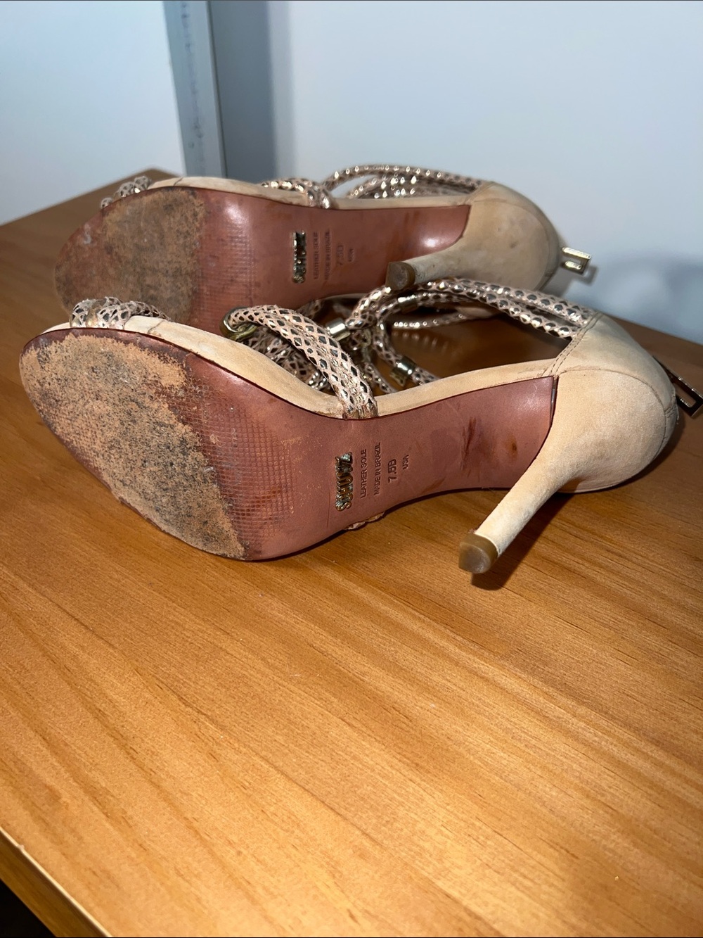 Schutz Beige Braided Strappy High Heel Sandals - Picture 6 of 7